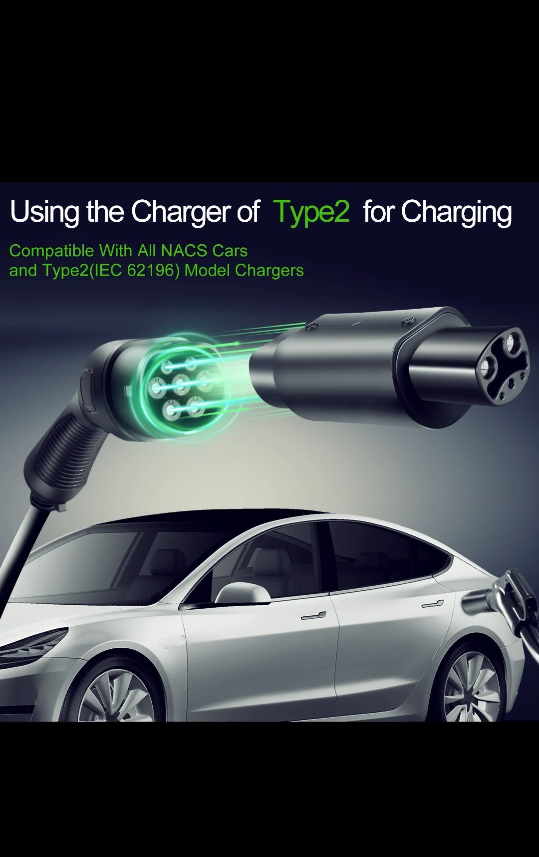 Перехідник, адаптер з type2 на Tesla usa