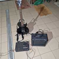 Zestaw-gitara everplay, stojak, piecyk , mixing console, stroik i inne