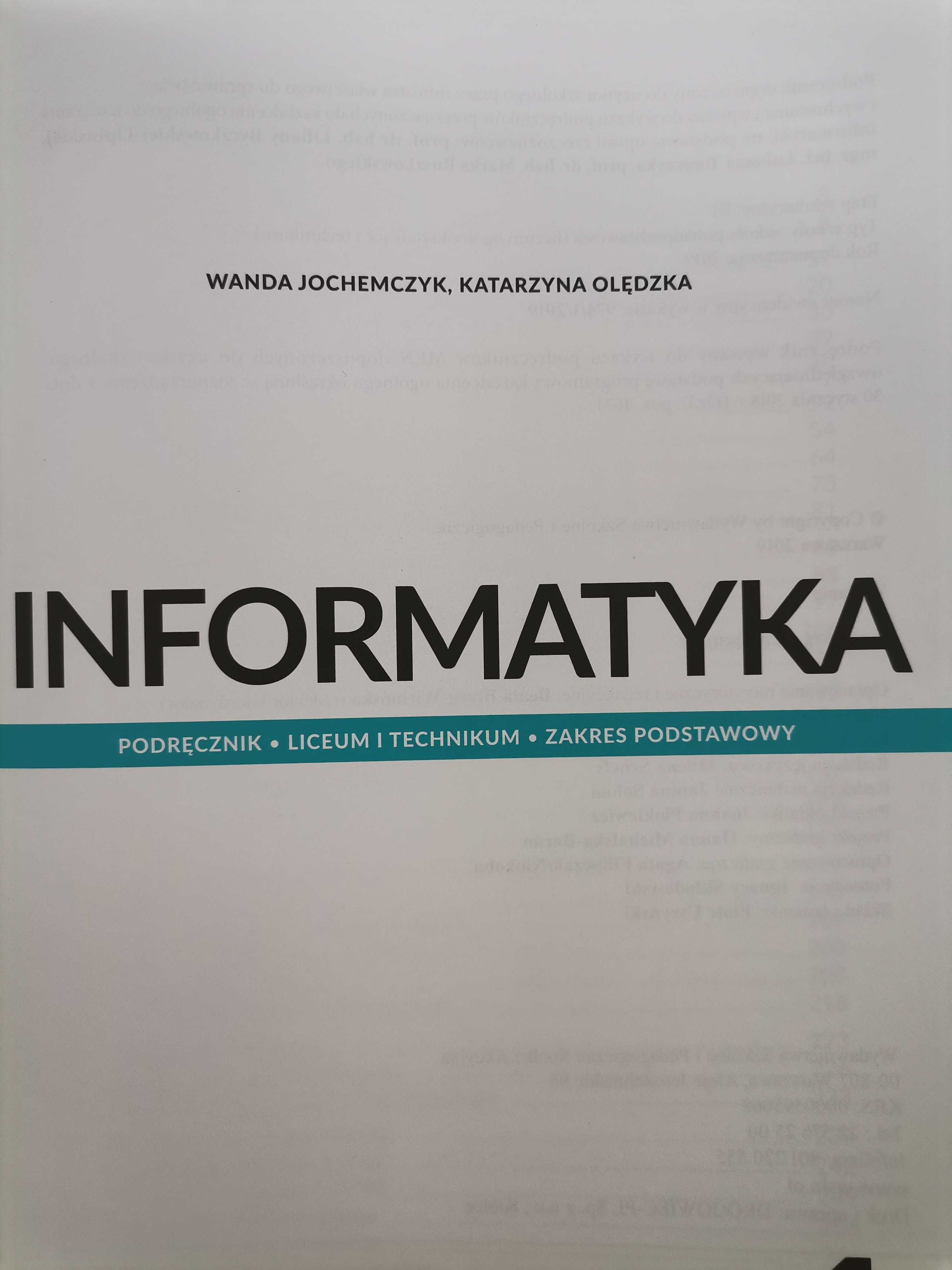 Informatyka podręcznik liceum i technikum zakres podstawowy kl 1 WSiP