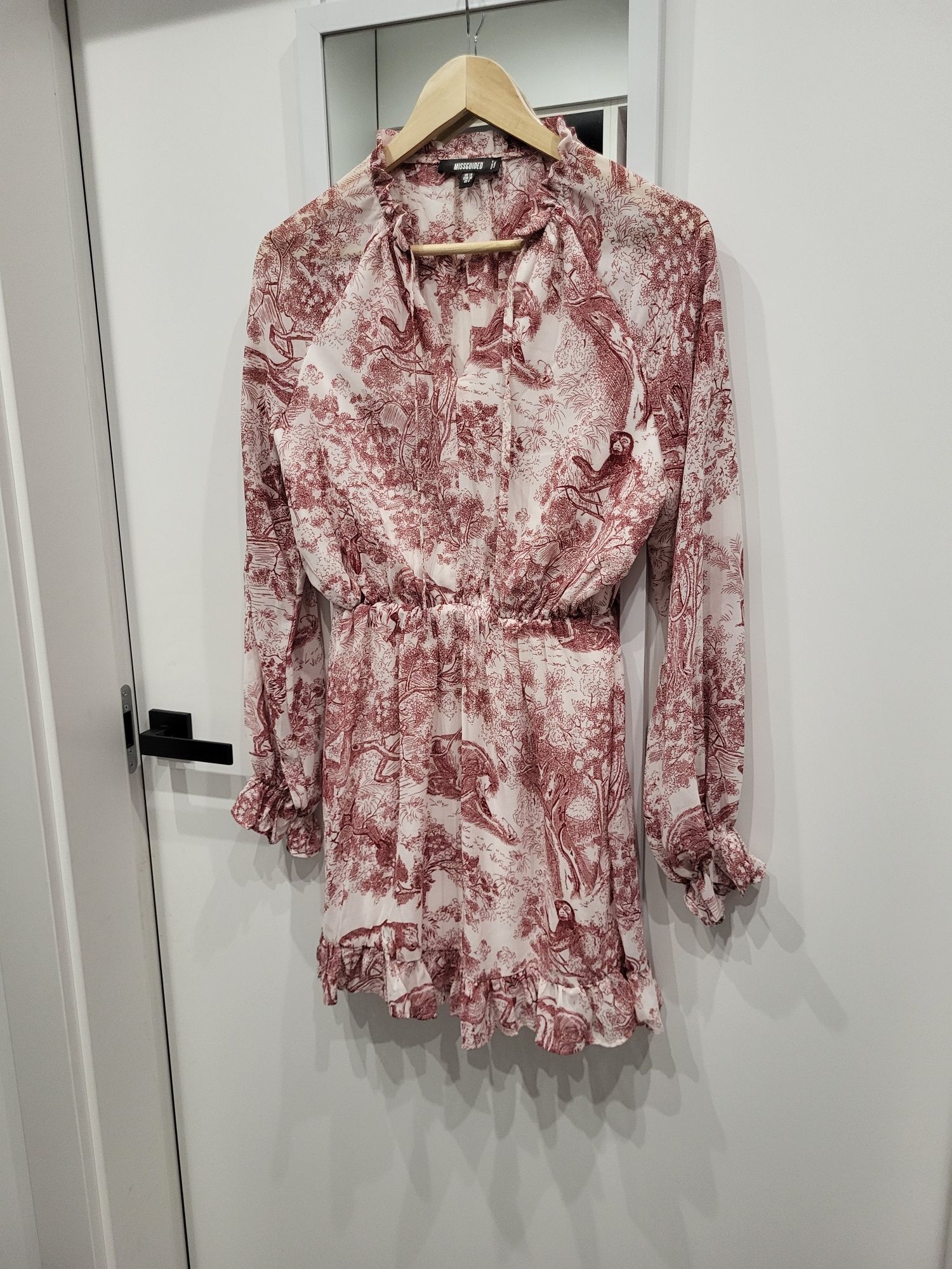 Sukienka S M missguided szyfonową lekka zara rozkloszowana mini