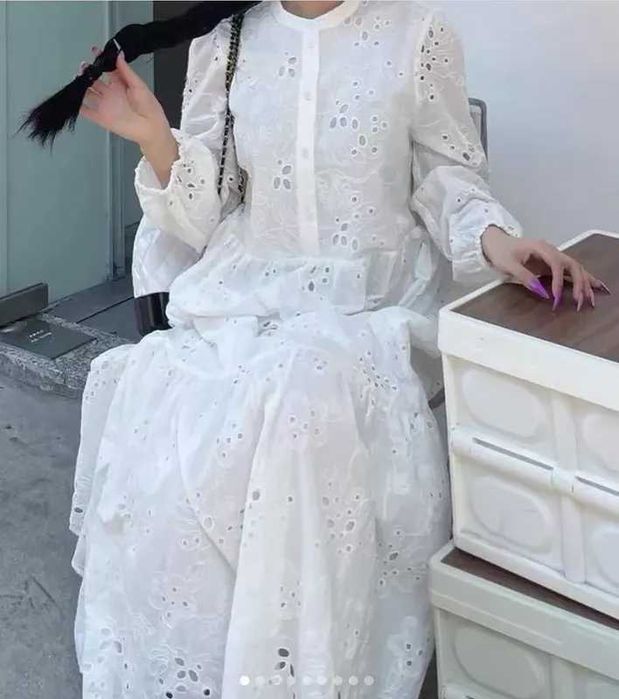 Платье в пол шитье хлопок р м zara зара