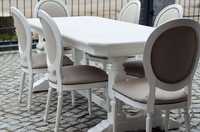 stół z krzesłami medaliony w stylu prowansalskim, shabby chic