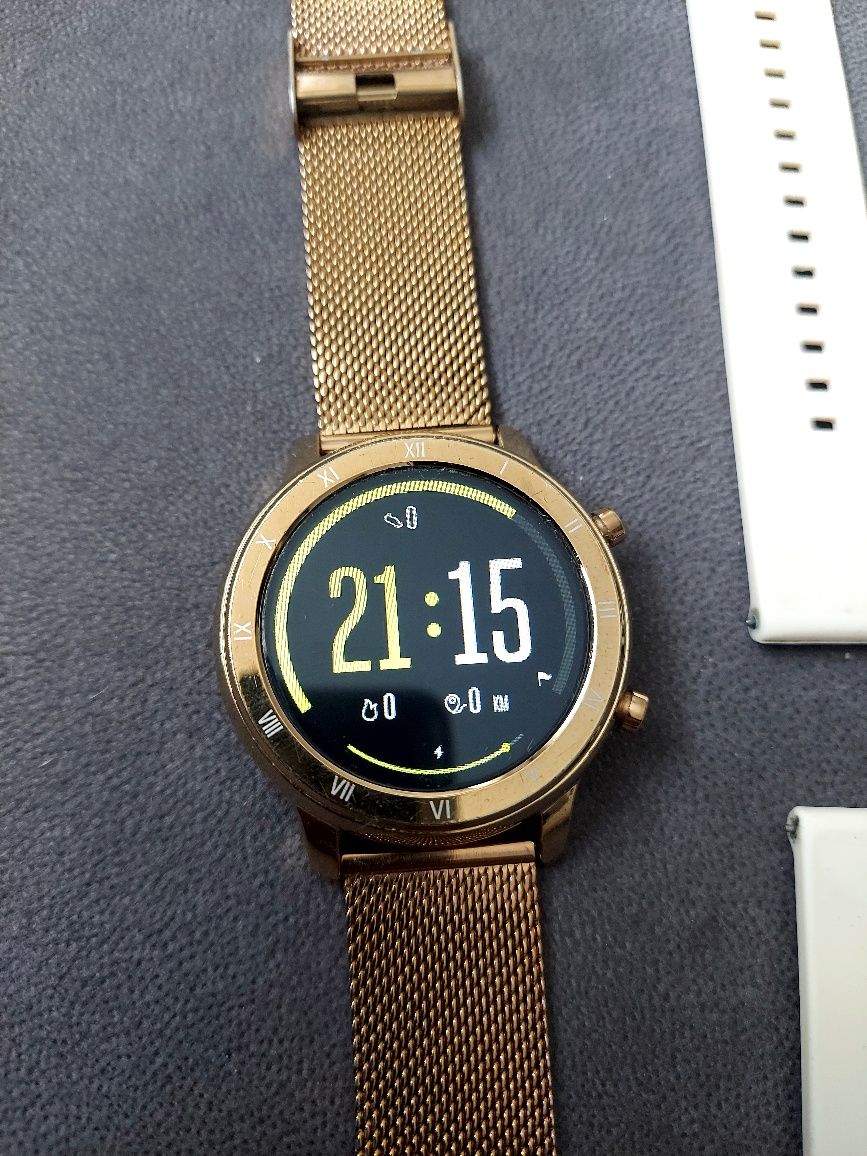Smartwatch damski zaxer zt89 bransoletka stalowa złota i biała siliko