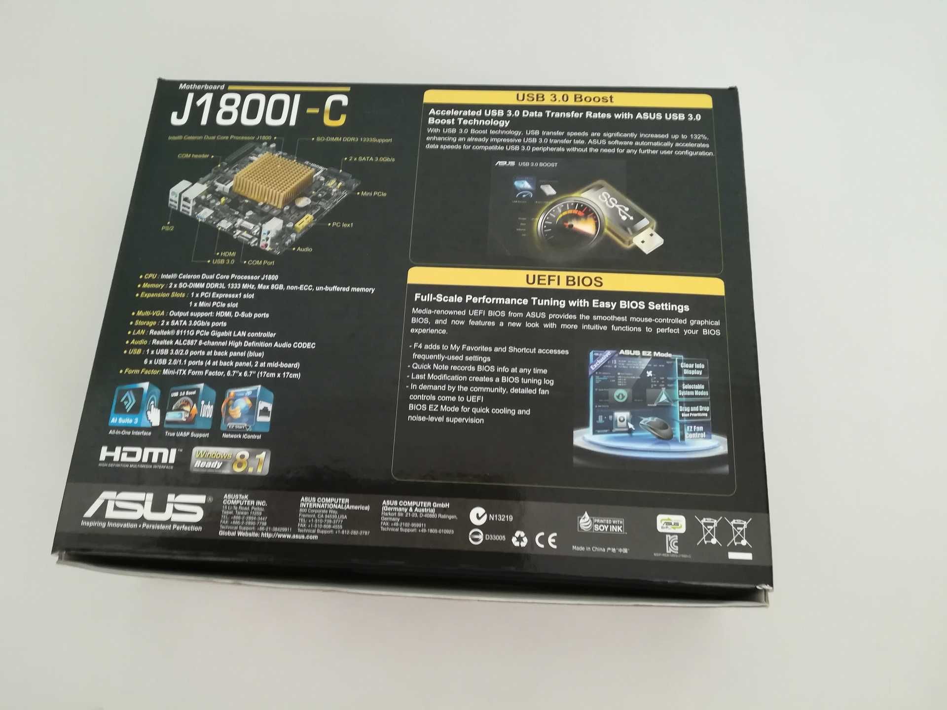 (NOVA) Motherboard/ Placa-mãe ASUS J1800 na caixa