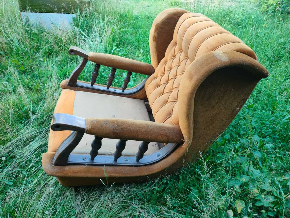 Fotel drewniany do obicia duże siedzisko komfort