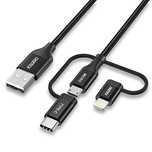 Choetech 3w1 kabel USB MFI Lightning / USB Typ C / micro USB (ładowani