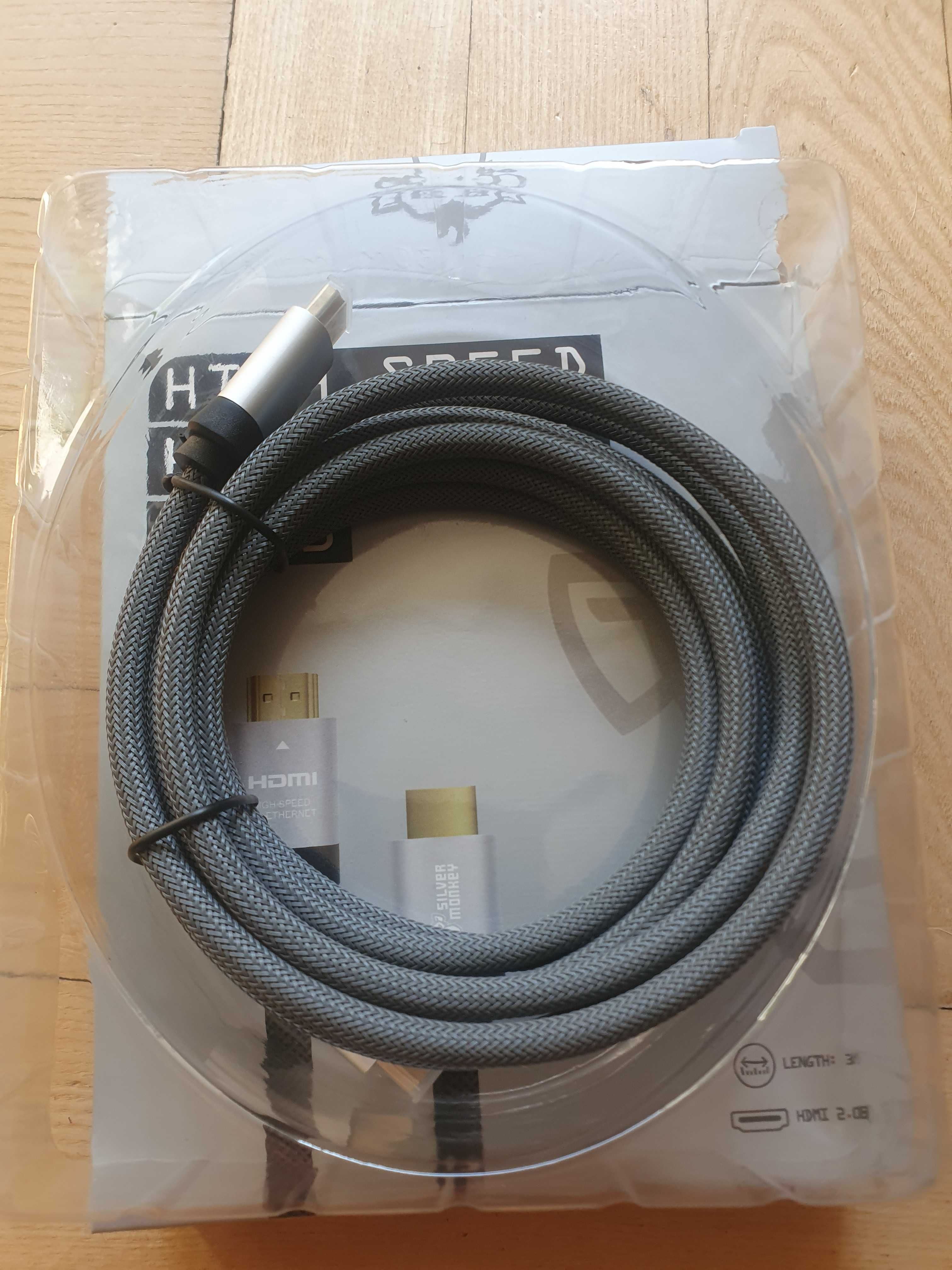 Silver Monkey Kabel HDMI 2.0B w oplocie - HDMI 3m