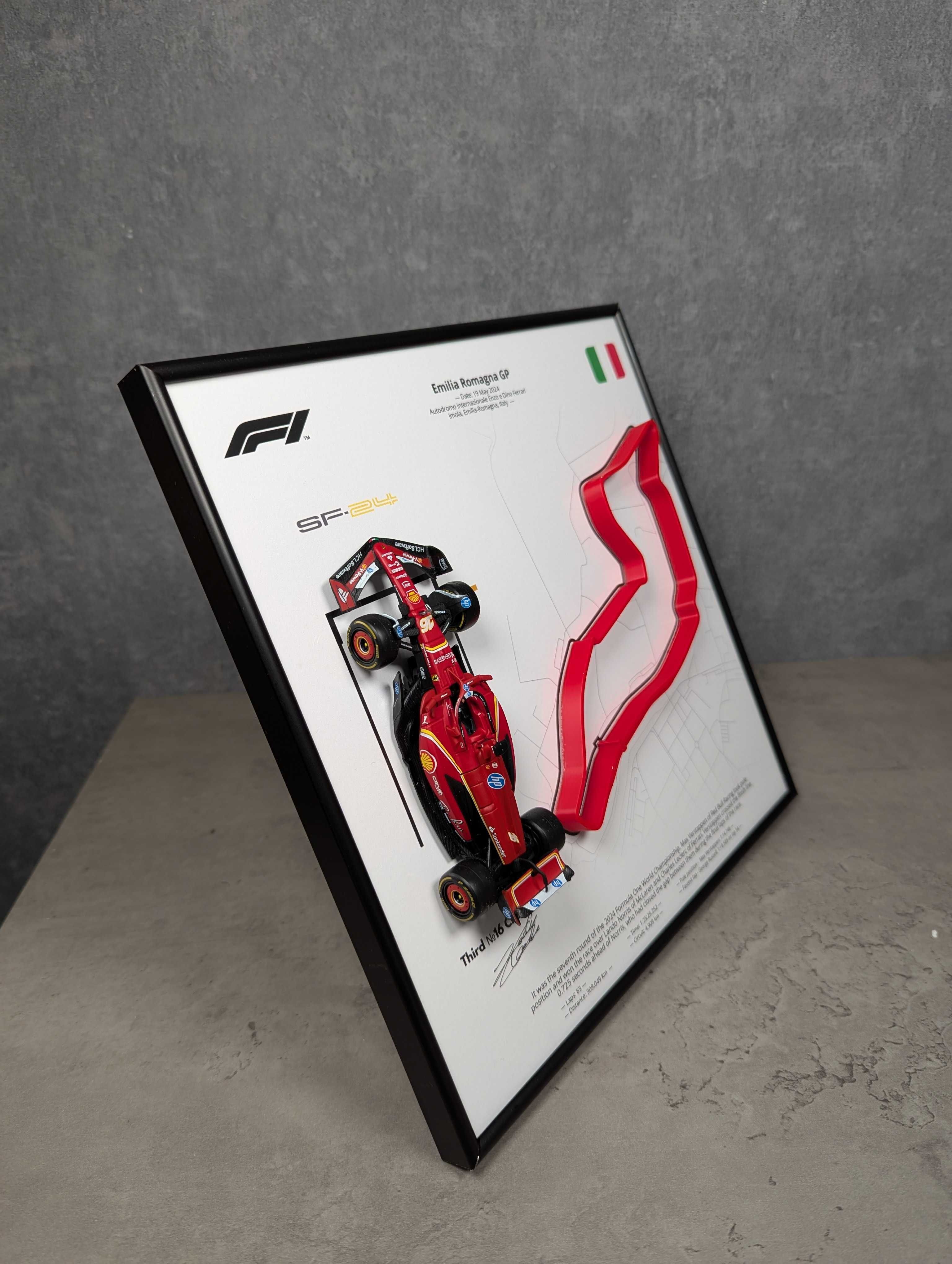 Рамка 2в1 з F1 Ferrari SF24 і 3D траса Imola 2024 #16 Charles Leclerc