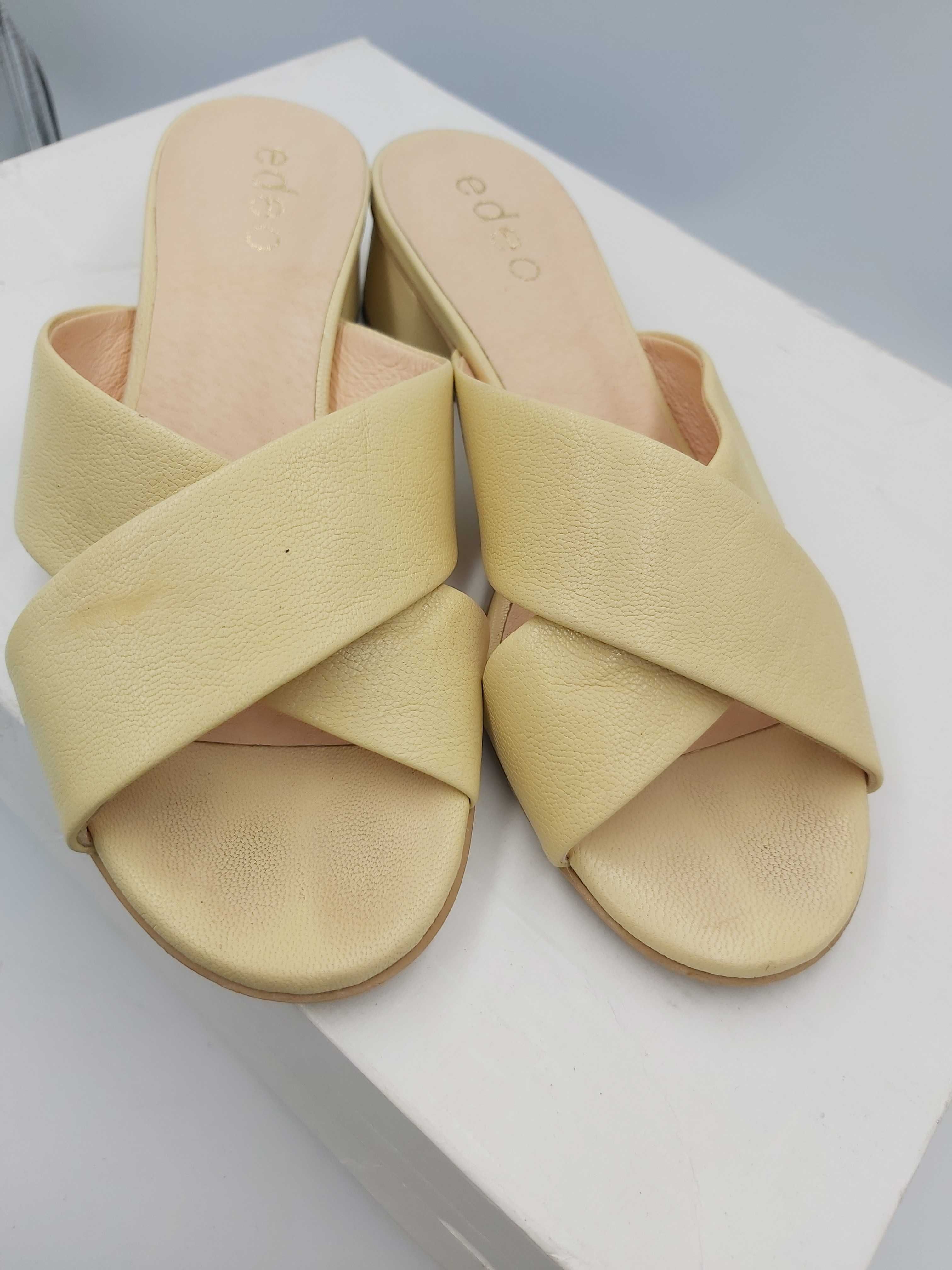 Buty klapki zamszowe edeo cytrynowe skorzane rozmiar 38 żółte