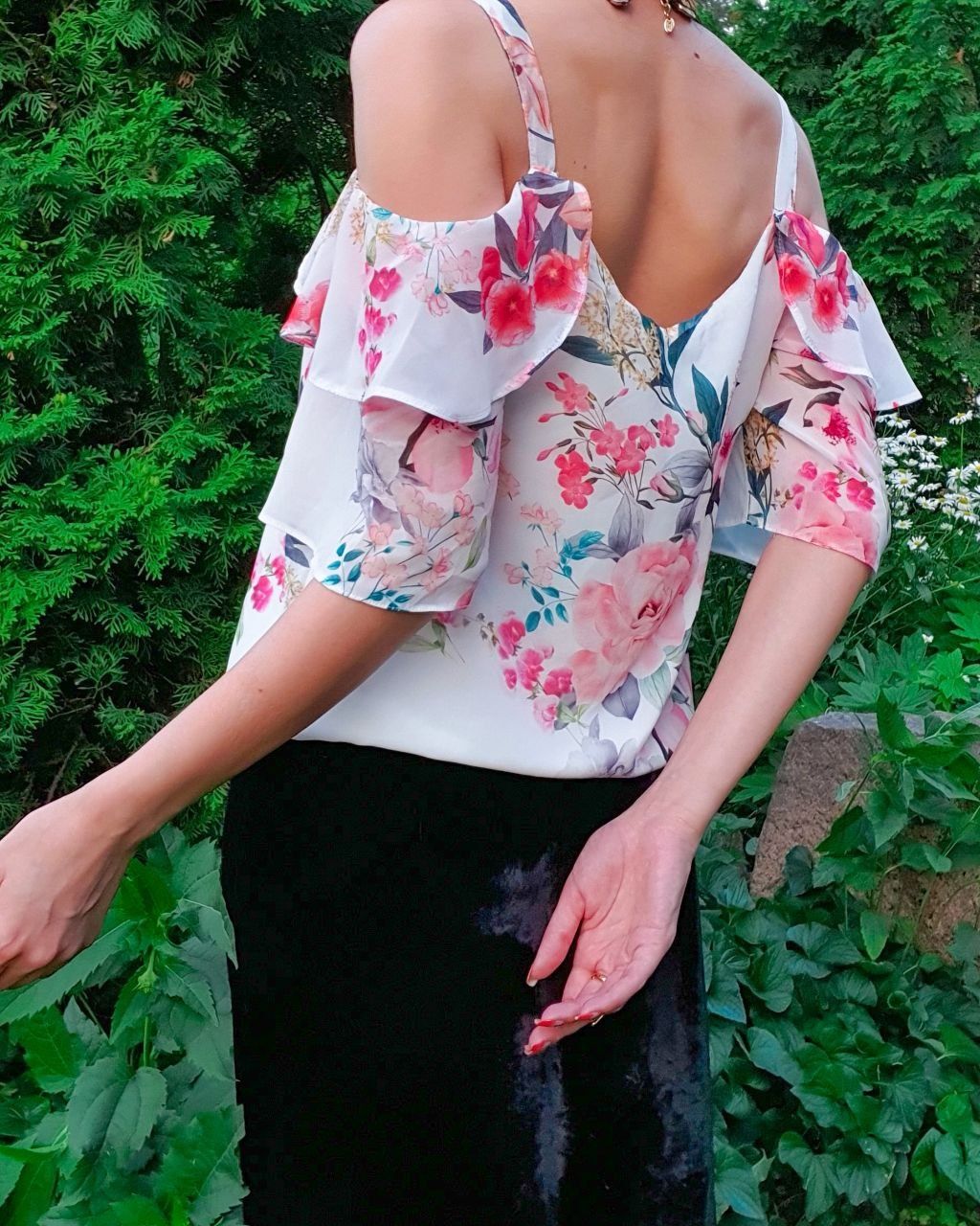 Красивая женская белая летняя блуза Цветочный принт топ Размер S