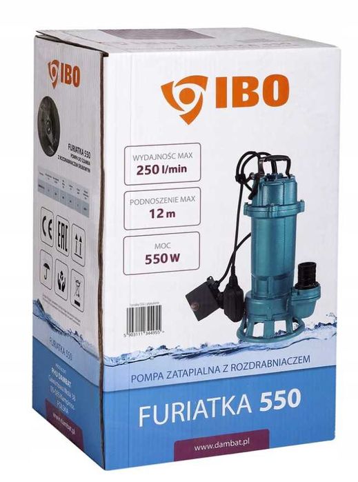 POMPA Zatapialna z Rozdrabniaczem do Szamba  - Furiatka 550 IBO