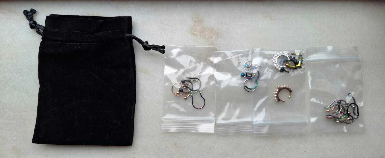 16 Piercings brincos falsos nariz helix (sem necessidade furo)    NOVO