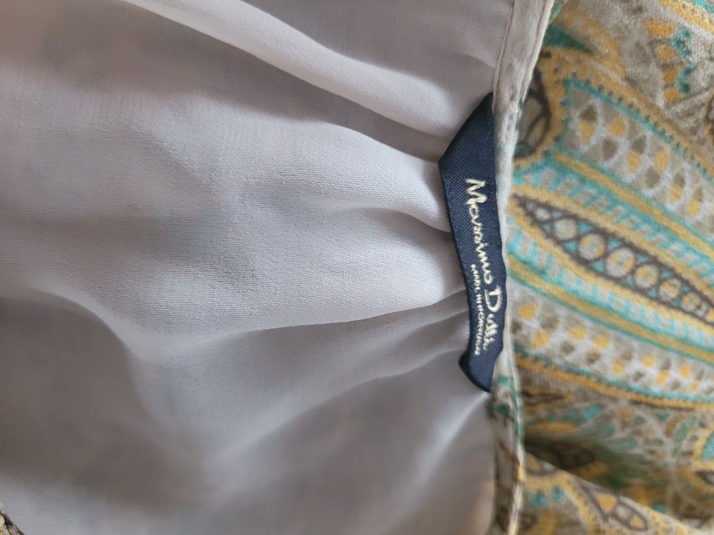 Długa kolorowa jedwabna sukienka 100% jedwab Massimo Dutti