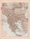 Bałkany. Stara efektowna mapa Lipsk 1897 r. oryginał