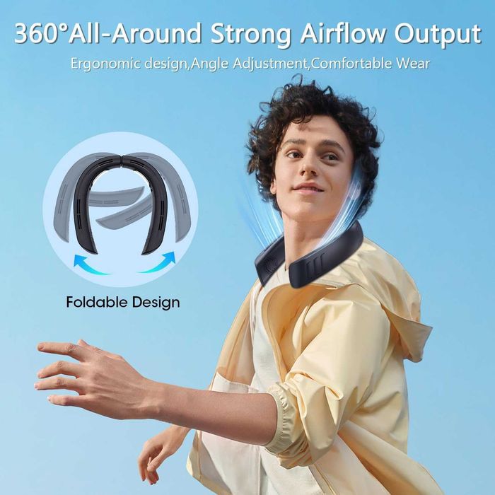 Wentylator na szyję OLV, akumulator 6000 mAh, 18 godzin