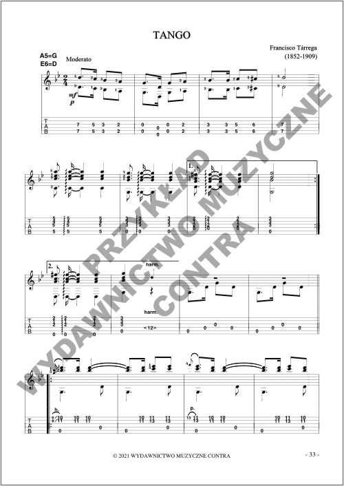 Mistrzowie Gitary - Francisco Tarrega na gitarę (nuty + tabulatury)