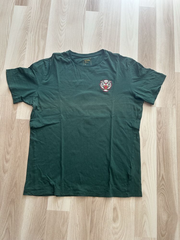 Zielona koszulka męska tshirt L sinsay butelkowa zieleń
