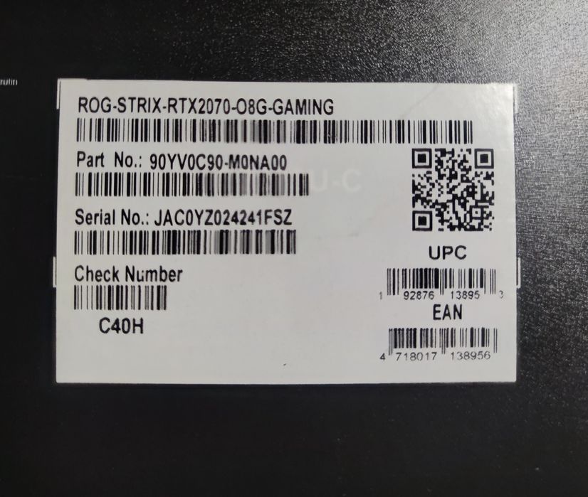 ASUS RTX 2070 Rog Strix O8G Gaming