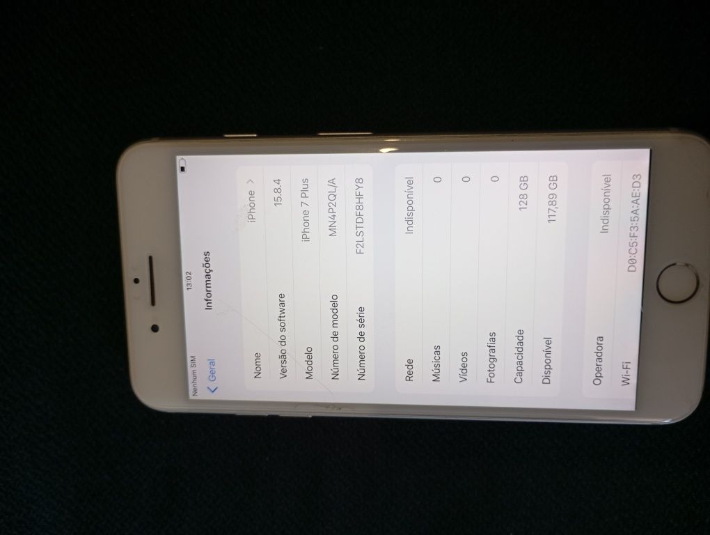 iPhone 7 PLUS Prata.  128Gb