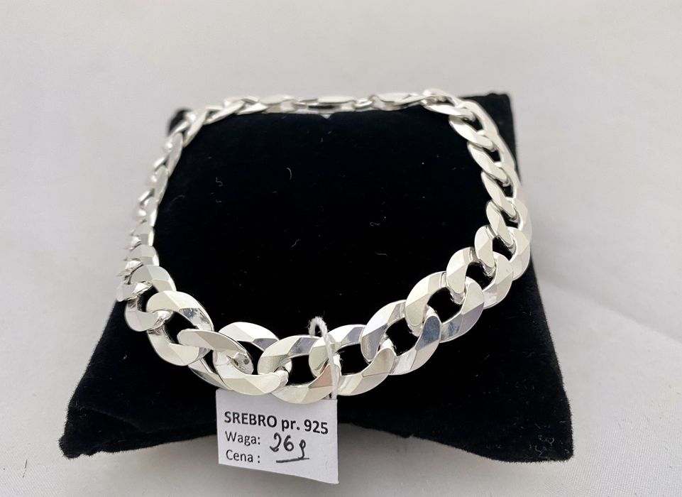 Nowa Srebrna męska bransoleta szerokość 10 mm próba 925. Sklep