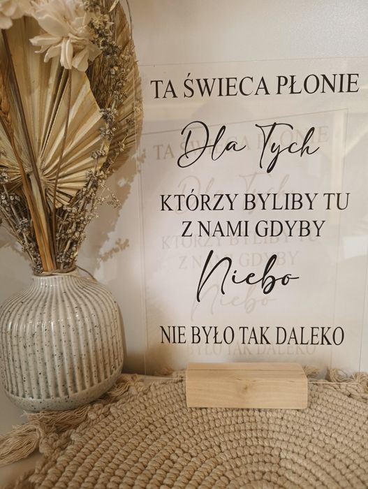 Tabliczka weselna ta świeca płonie Czarna