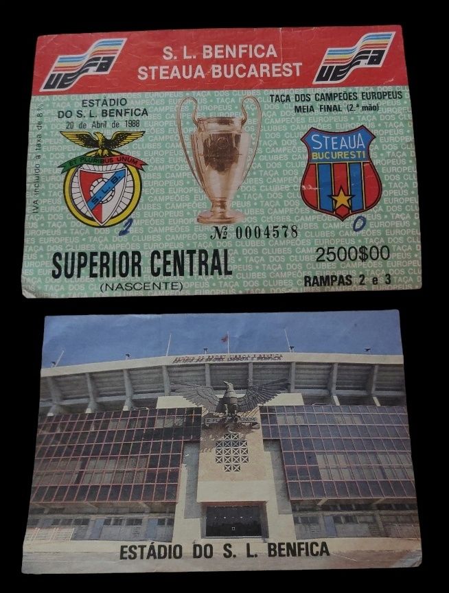 Antigos bilhetes de futebol anos 80