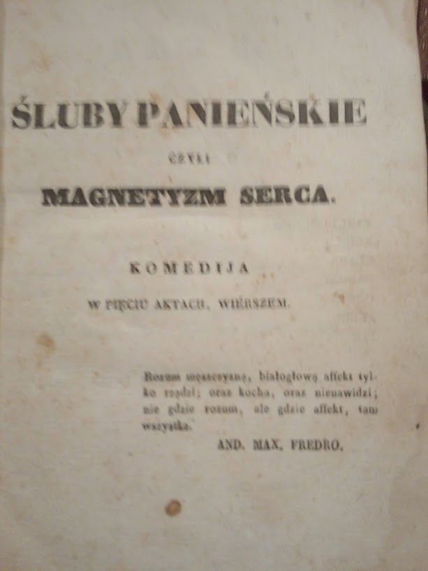 Антикварная книга 1834года,комедия Алекс. Фредро,на польском