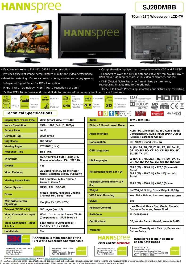Tv LCD HANNSPREE sj28dmbb 28'Pol 2 Mao Como Nova