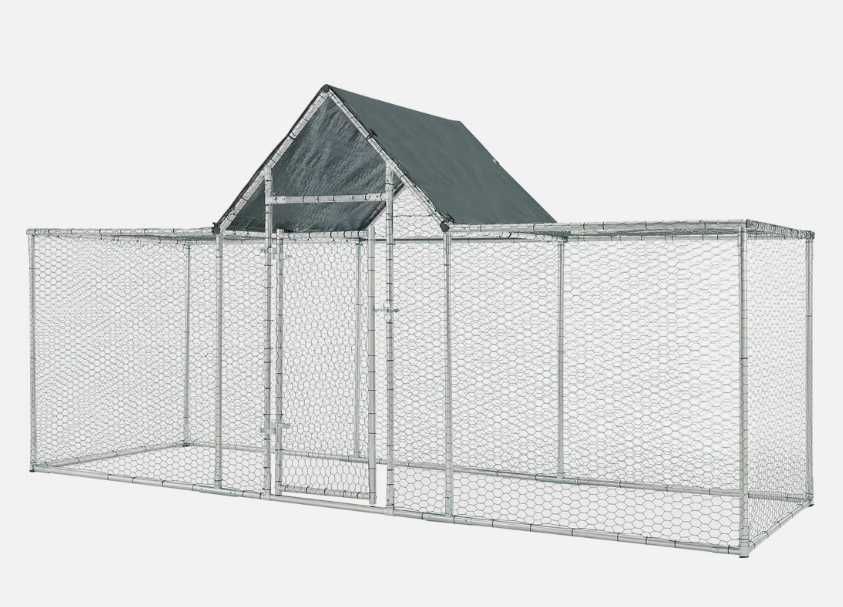 Kurnik dla kur z dachem z siatki stalowej 300x100x100-150cm
