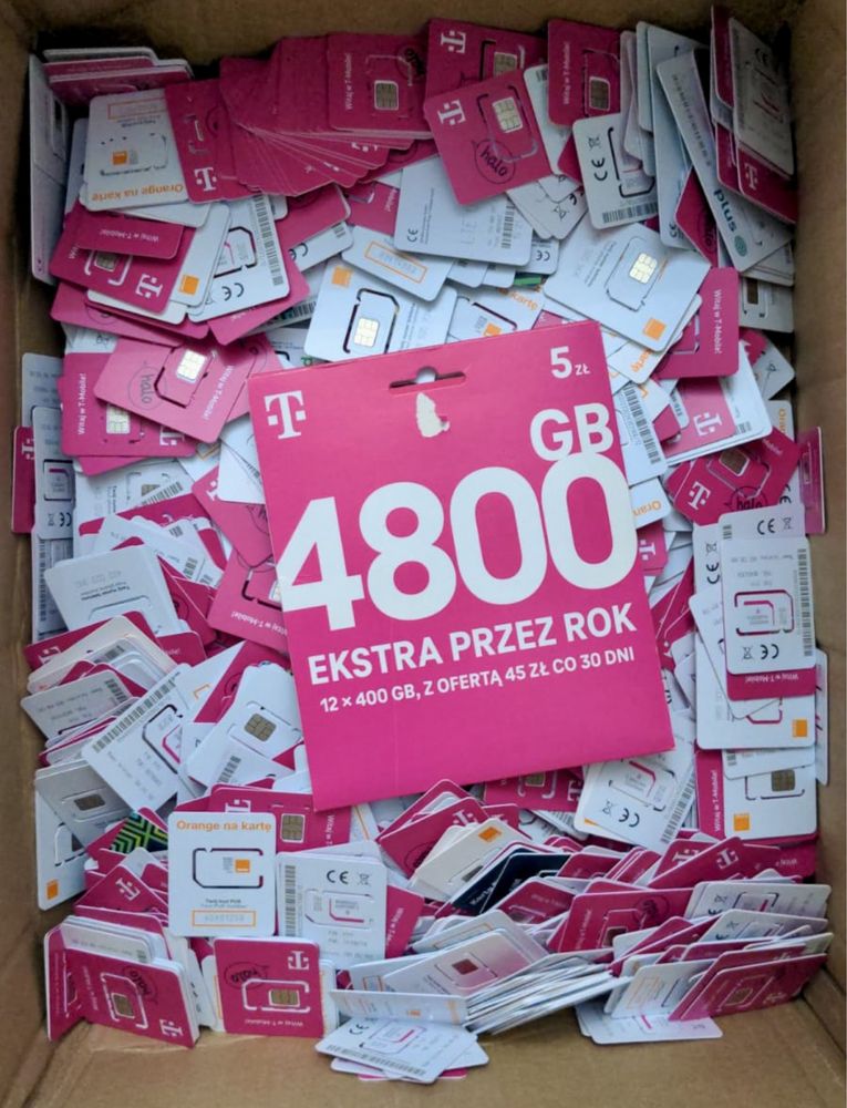 200× Starter T-Mobile na kartę z numerem telefonu 5 zł