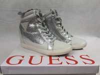 Sneakersy GUESS platforma srebro botki 37