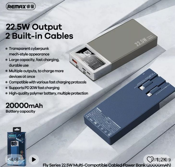 Стильный и мощный power bank на 20.000 ма 22,5 вт в стиле cyberpunk.