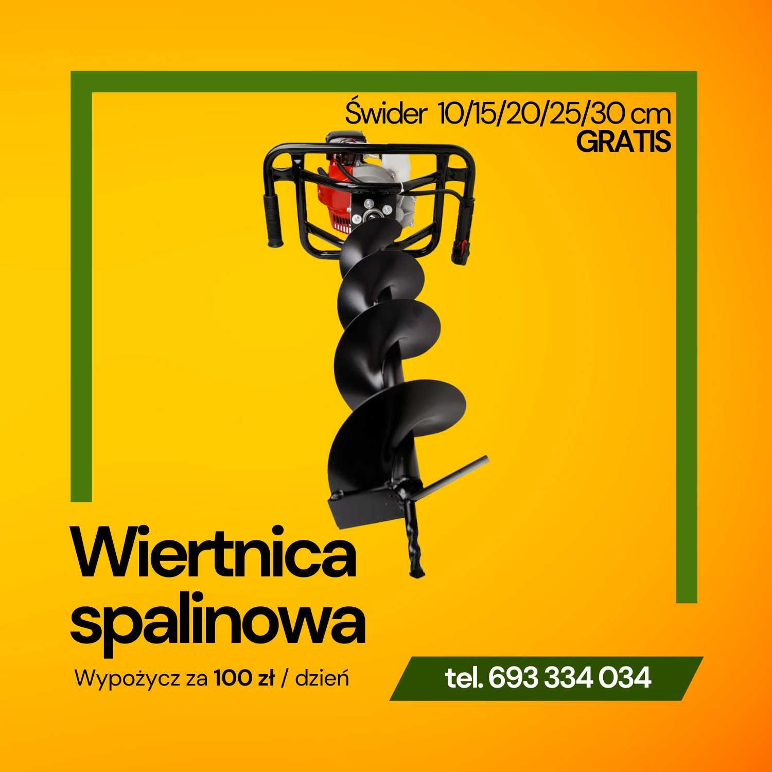 Mocna wiertnica spalinowa na wynajem | Świdry 10/15/20/25/30cm