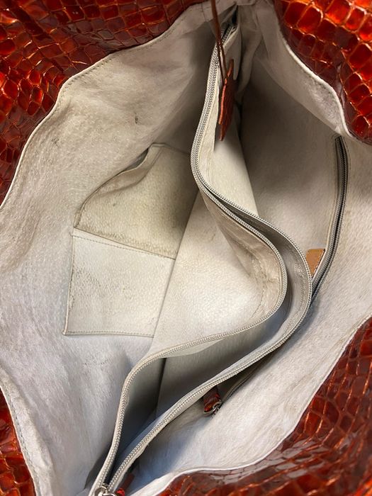 Tara Crystalle włoska torebka shoperka skora bambus bamboo bordowa