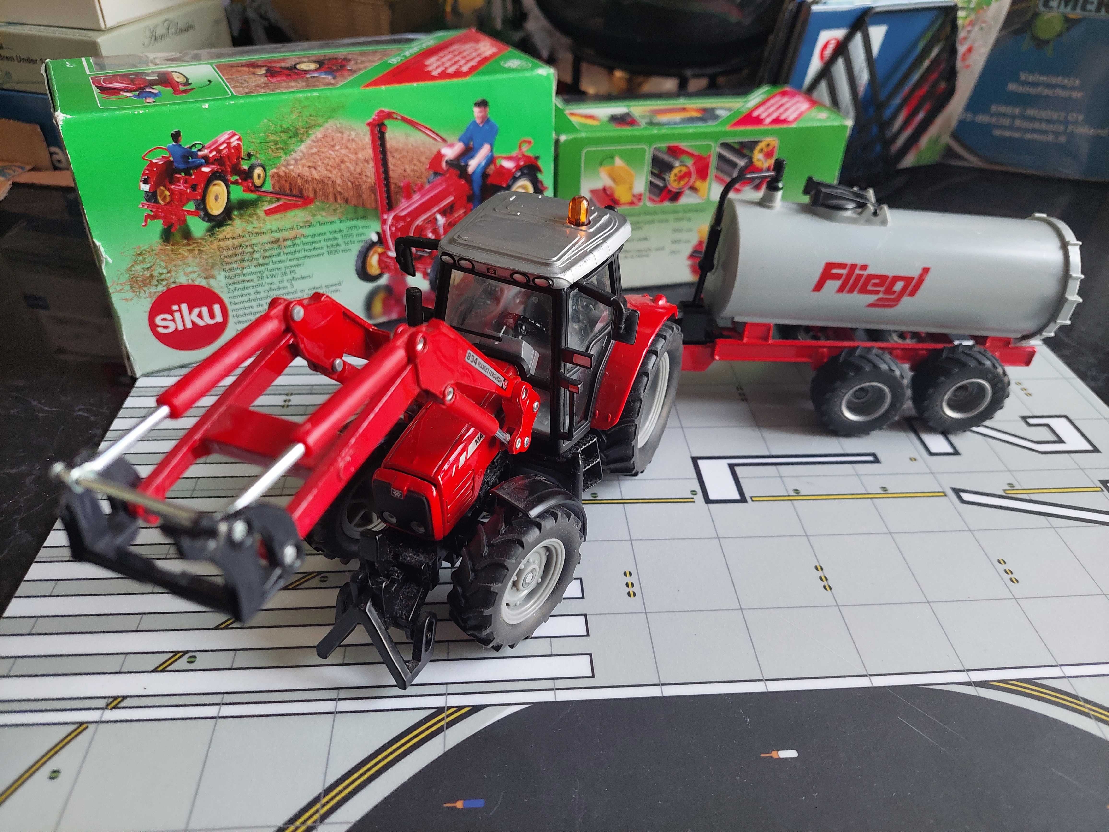 Siku 3653 Traktor ciągnik Massey Ferguson 894 z beczką 1:32
