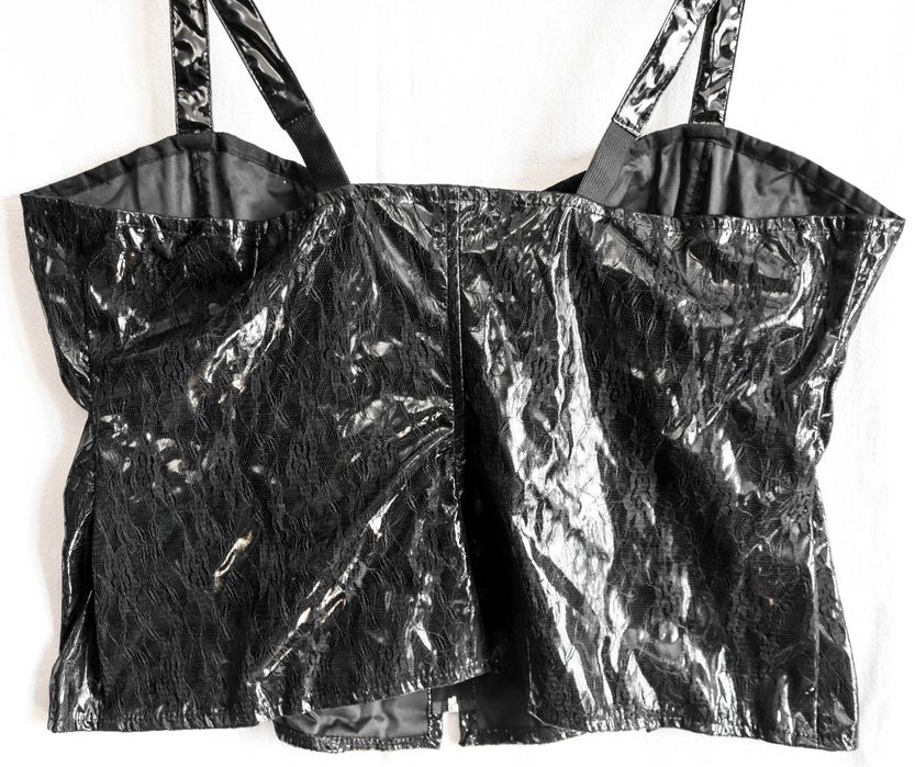 Чорний лакований корсет з мереживом панк рок готика стімпанк phaze 2xl