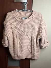 Różowy ciepły sweter Il piu, alpaka, wełna