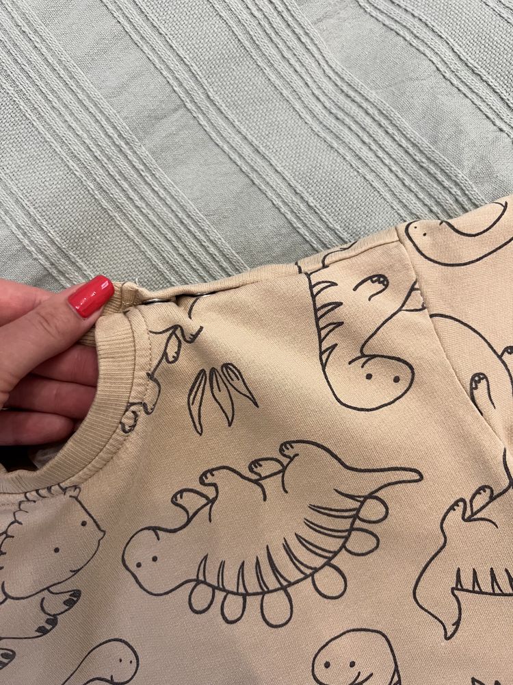 Bluza niemowlęca H&M r.80 oversize zwierzątka napy dinozaury