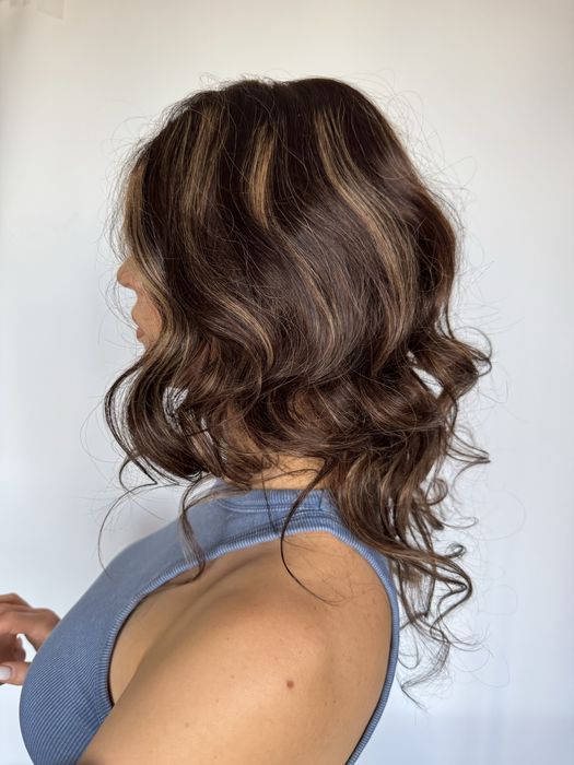 Парик из натуральных волос с имитацией кожи головы, женский коричневый