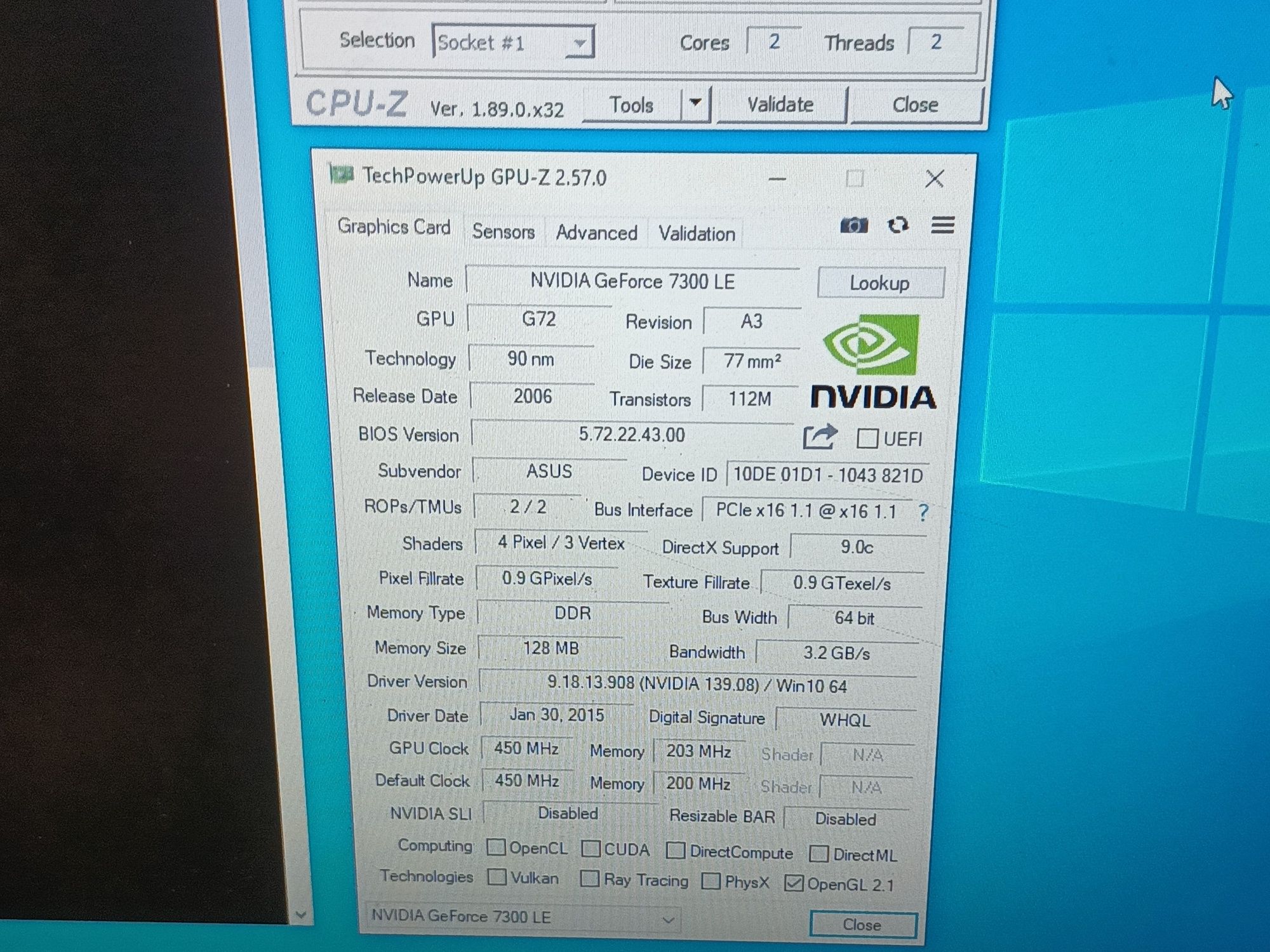 Karta NVIDIA GeForce 7300 \ 128 MB \ PCI-E \ Asus silent \ 2006r
