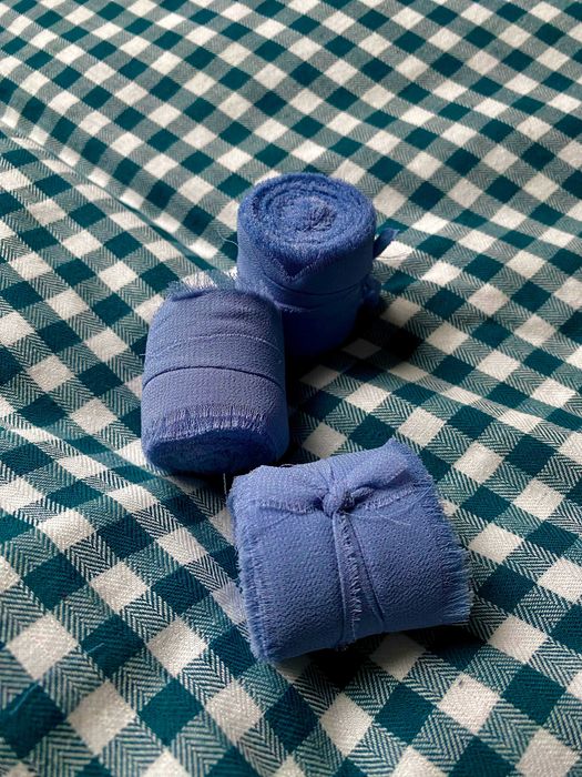 Błękitna niebieska wstążka szyfonowa ręcznie rwana 4 x 500 cm - 2 szt