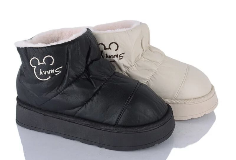 Тапочки чуні уггі жіночі високі еко-шкіра білі на хутрі