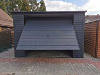 Garaż blaszany 4×6 / podwyższony garaż blaszany / brama uchylna grafit