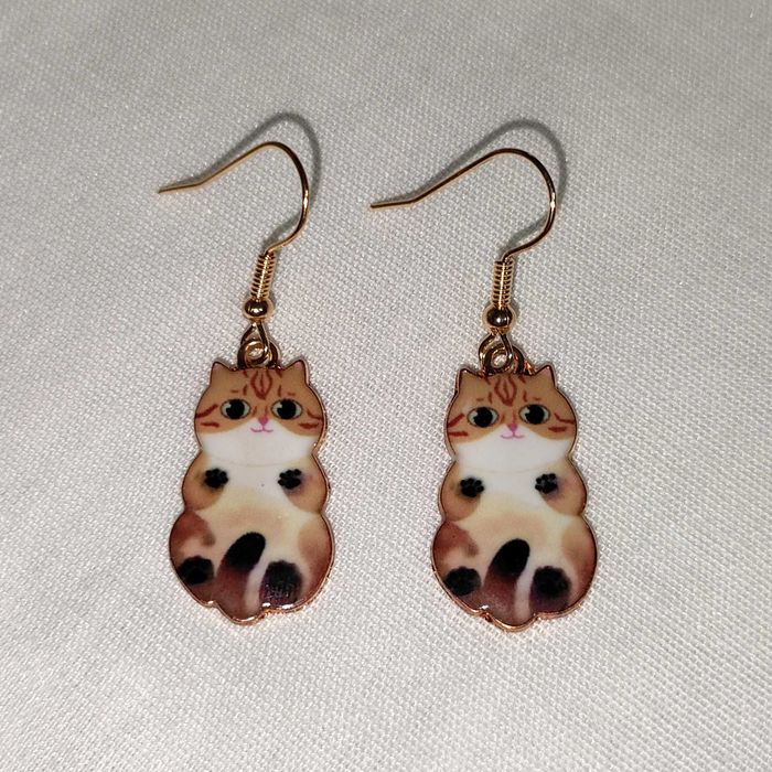 K183 Kolczyki wiszące Koty Kotki Handmade