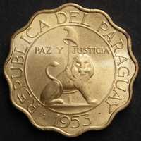 Paragwaj 50 centimos 1953 - Lew - stan menniczy -