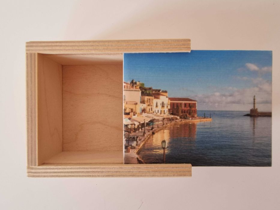 Pudełko drewniane Grecja morze  puzderko na biżuterię przechowywania