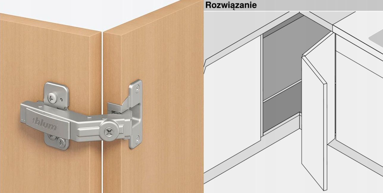 Zawias Blum 79T8500 Do Szafki Narożnej Z Drzwiami Składanymi, 8 Sztuk