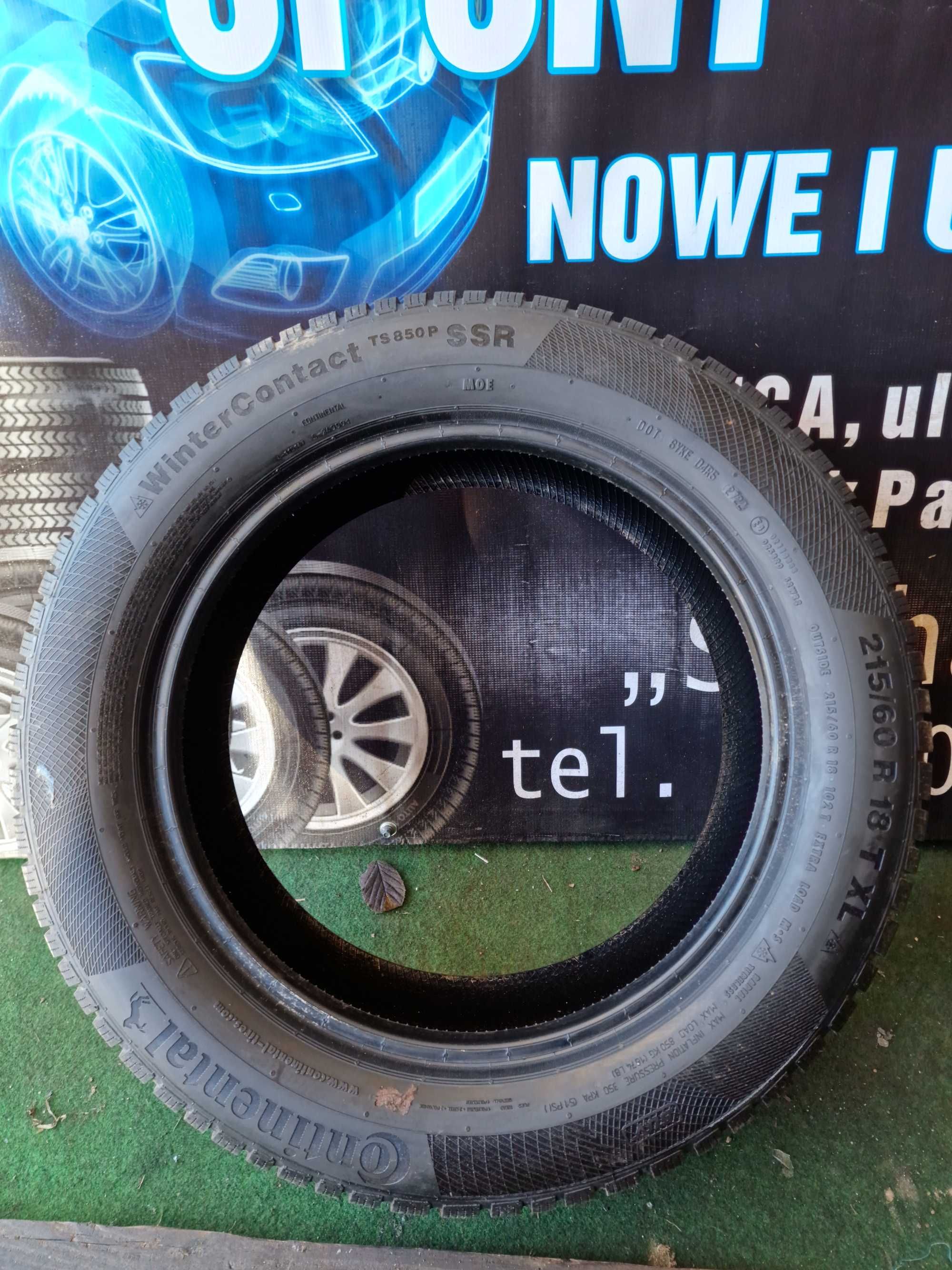 215/60/18 Opona zimowa Continental TS850P SSR pojedyncza jak Nowa 9.5m