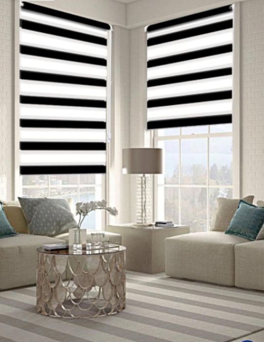 Eurohome Roleta bez wiercenia 120x150cm biało-czarna