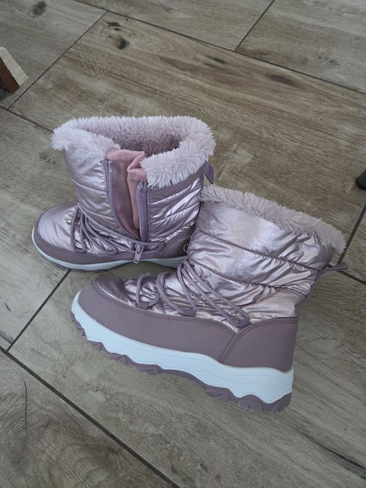 Butki śniegowce woodporne ocieplane futerkiem liliowe